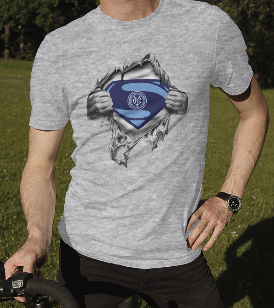 New York City Fc Superman Emblem Rip T-Shirt