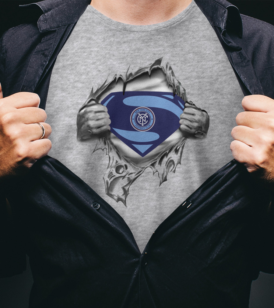 New York City Fc Superman Emblem Rip T-Shirt