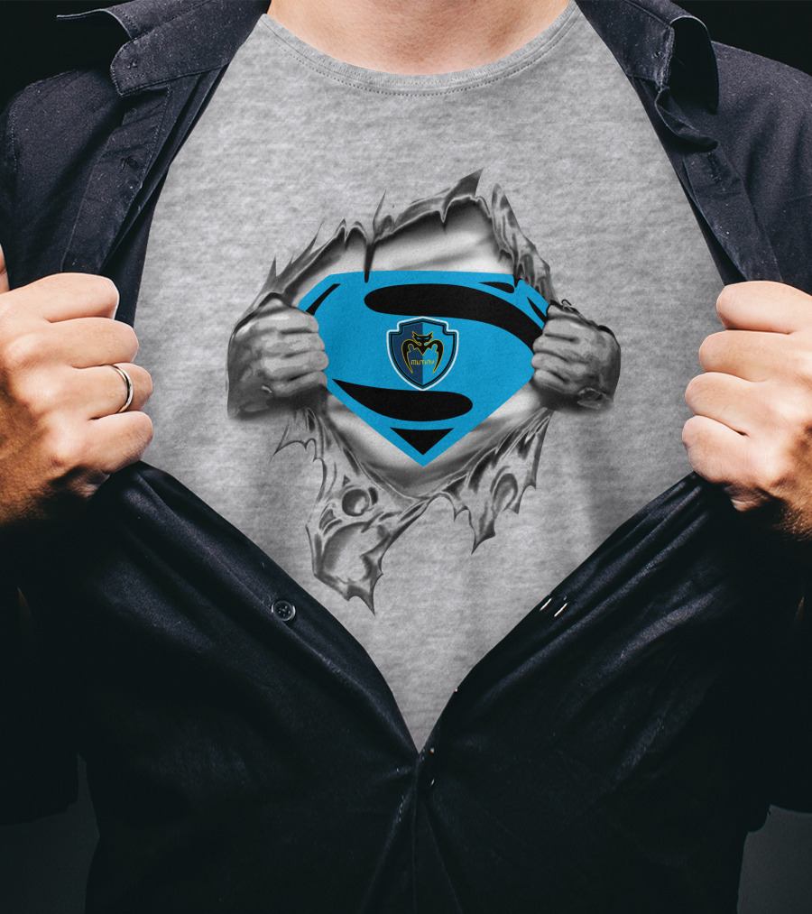 Tampa Bay Mutiny Superman Emblem With Ripped Silver Hands T-Shirt