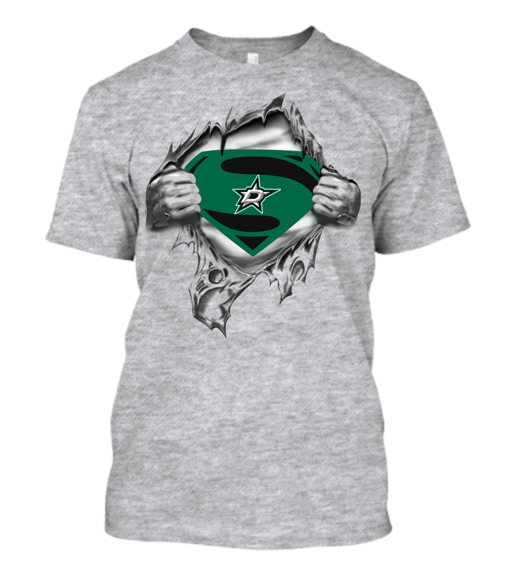 Dallas Stars Superman Logo Teal S On Steel Texture T-Shirt