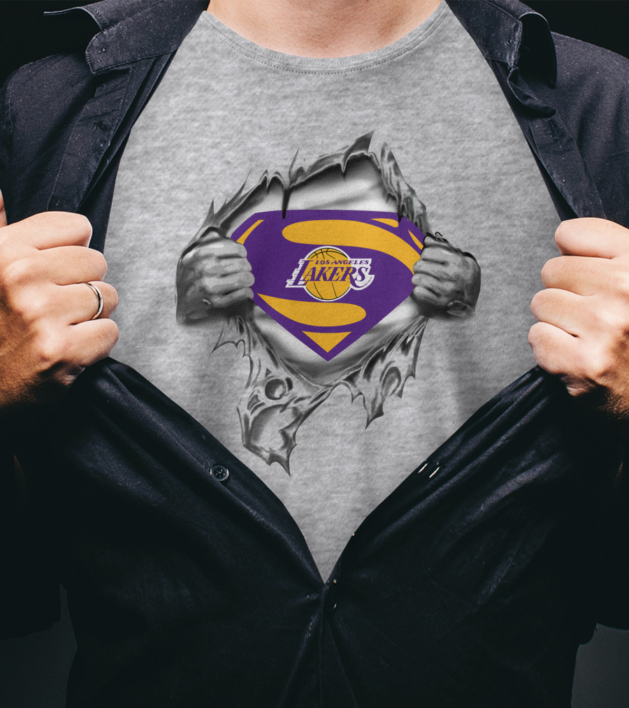 Los Angeles Lakers Superman Logo Tear T-Shirt