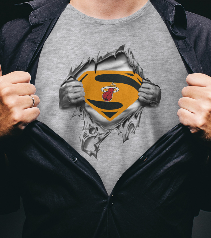 Superman Miami Heat Logo Reveal Aggressive Rip T-Shirt