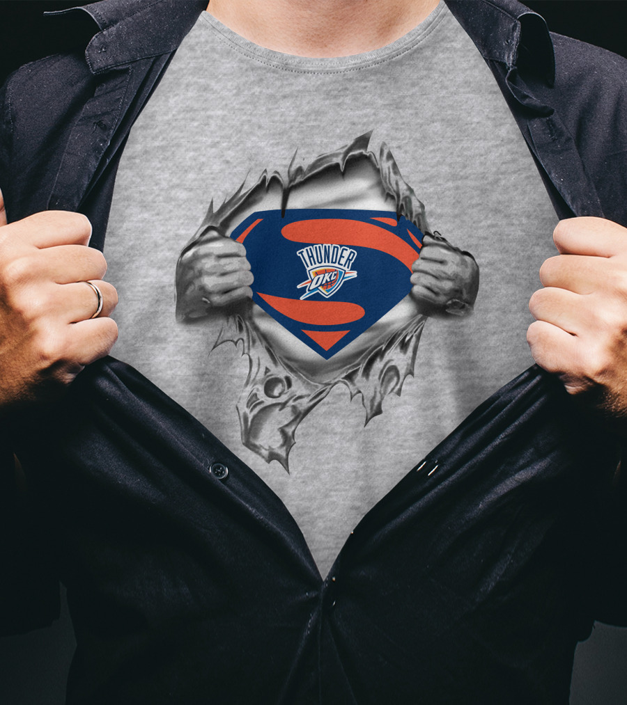 Oklahoma City Thunder Superman Logo Superhero Crossover T-Shirt