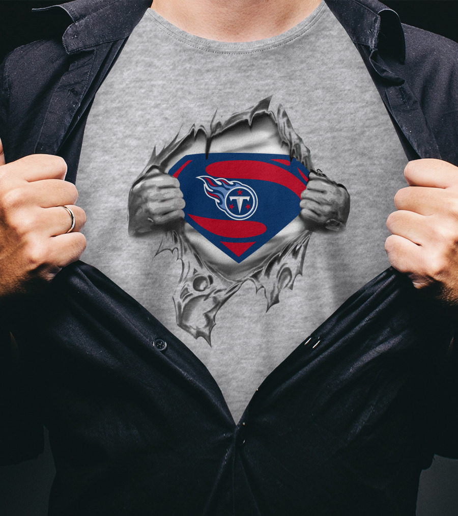 Tennessee Titans Superman Logo Torn Metal T-Shirt