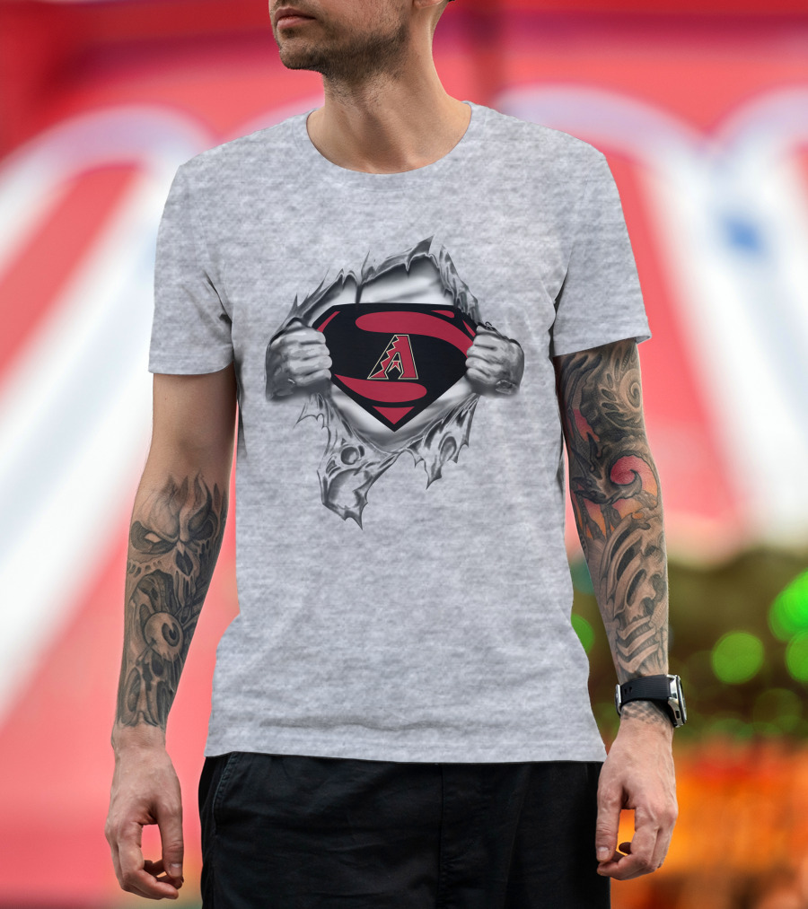 Arizona Diamondbacks Superman Logo Emblem Torn T-Shirt