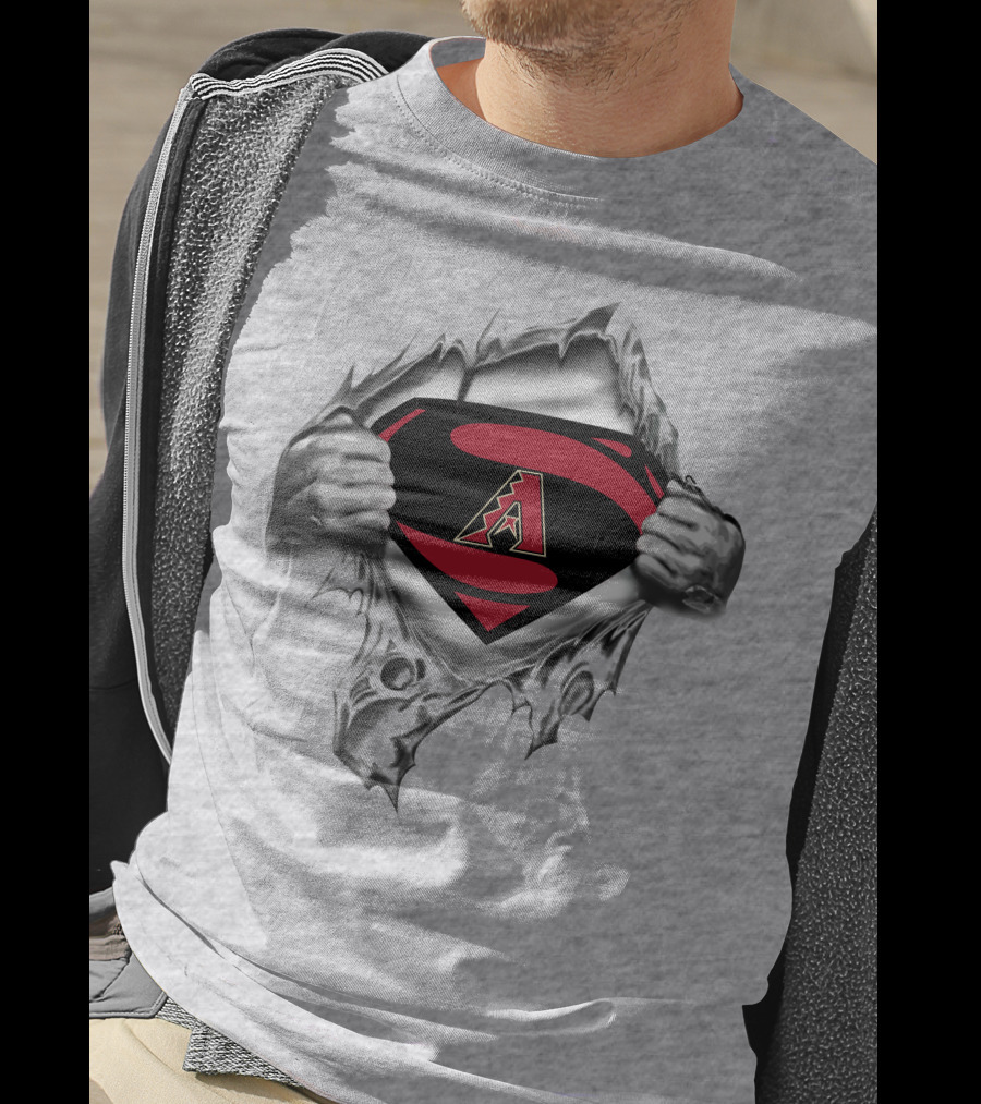 Arizona Diamondbacks Superman Logo Emblem Torn T-Shirt