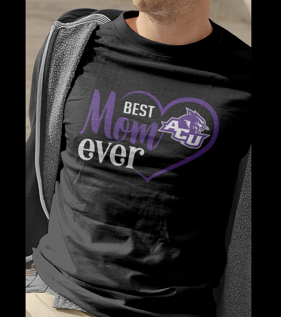 Abilene Christian Wildcats Acu Best Mom Ever Heart T-Shirt