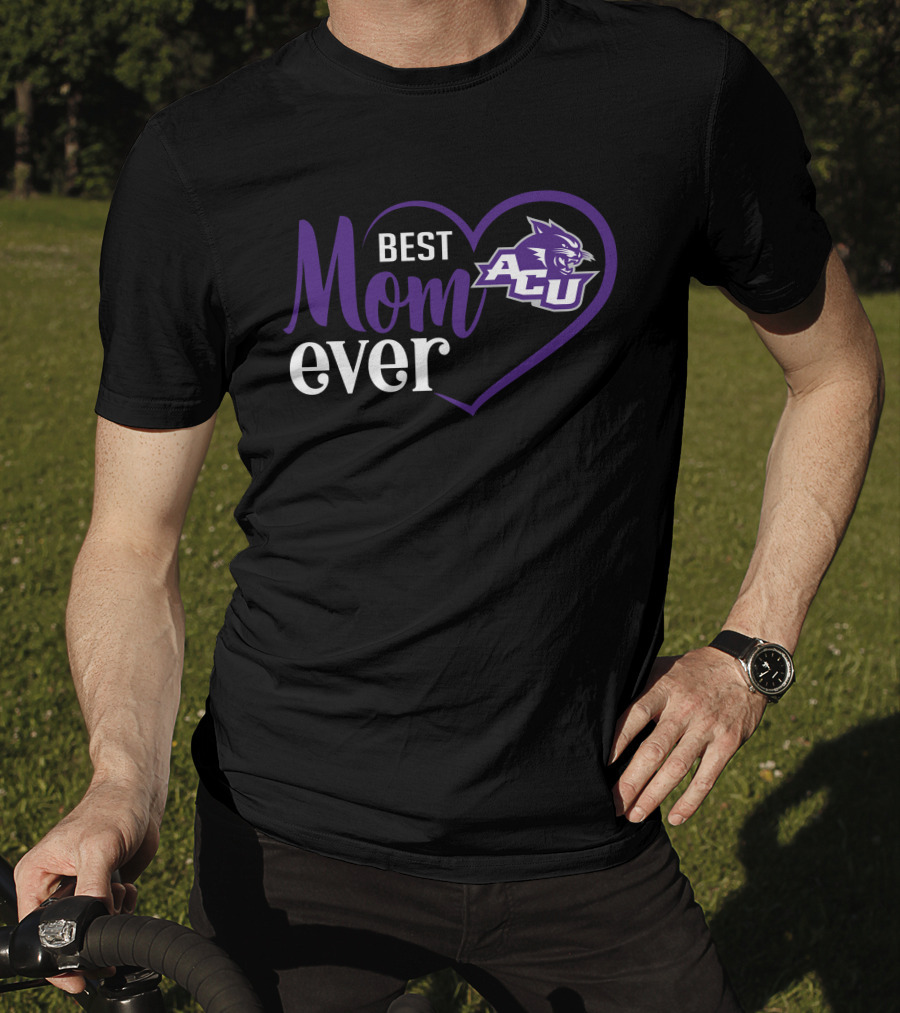 Abilene Christian Wildcats Acu Best Mom Ever Heart T-Shirt