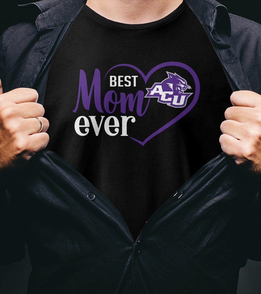 Abilene Christian Wildcats Acu Best Mom Ever Heart T-Shirt