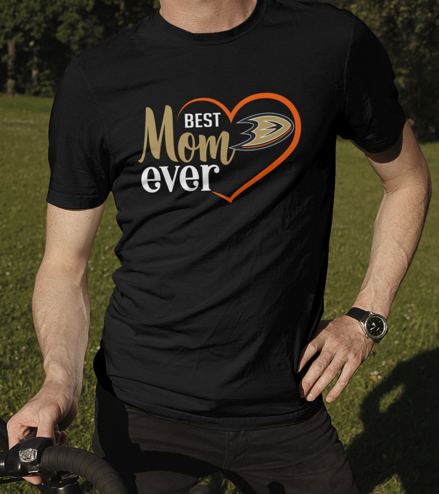 Anaheim Ducks Best Mom Ever Heart-Shaped T-Shirt