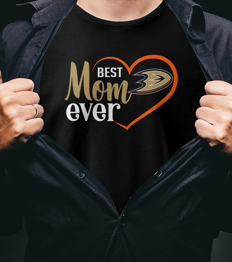 Anaheim Ducks Best Mom Ever Heart-Shaped T-Shirt