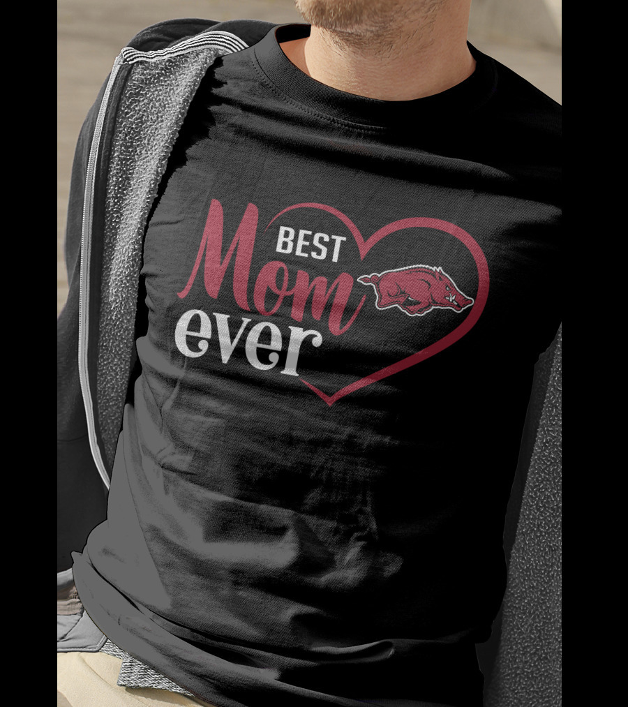 Best Mom Ever Arkansas Razorbacks Heart T-Shirt