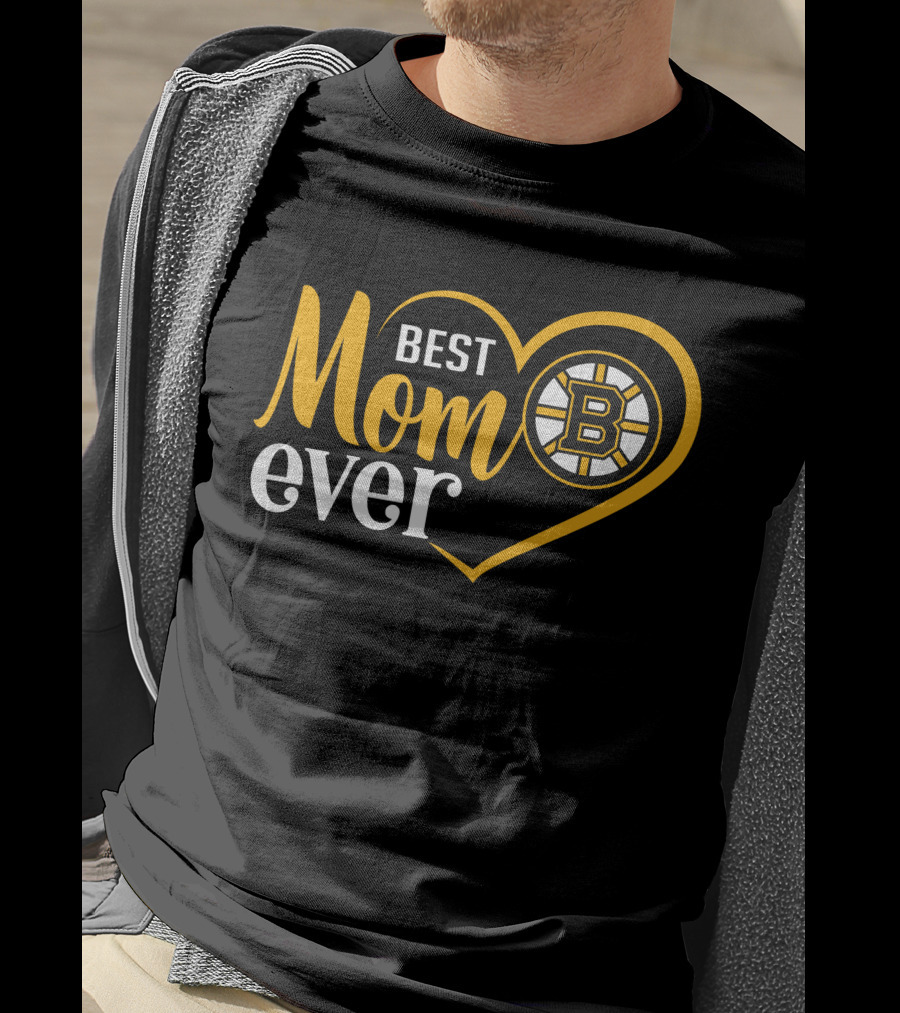 Boston Bruins Best Mom Ever Heart T-Shirt