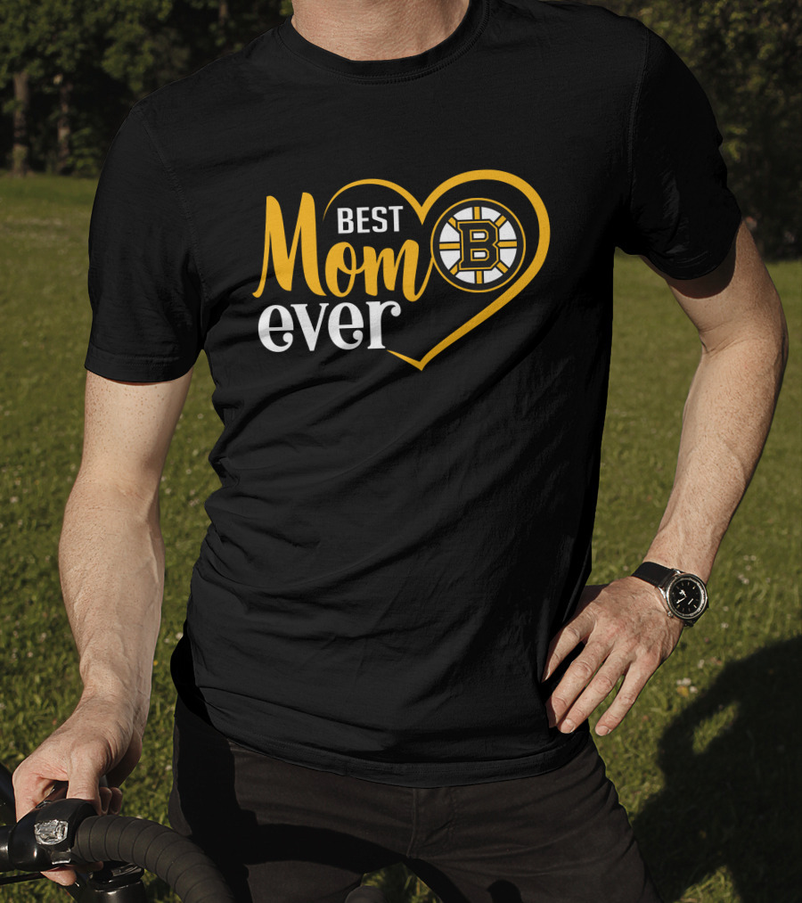Boston Bruins Best Mom Ever Heart T-Shirt