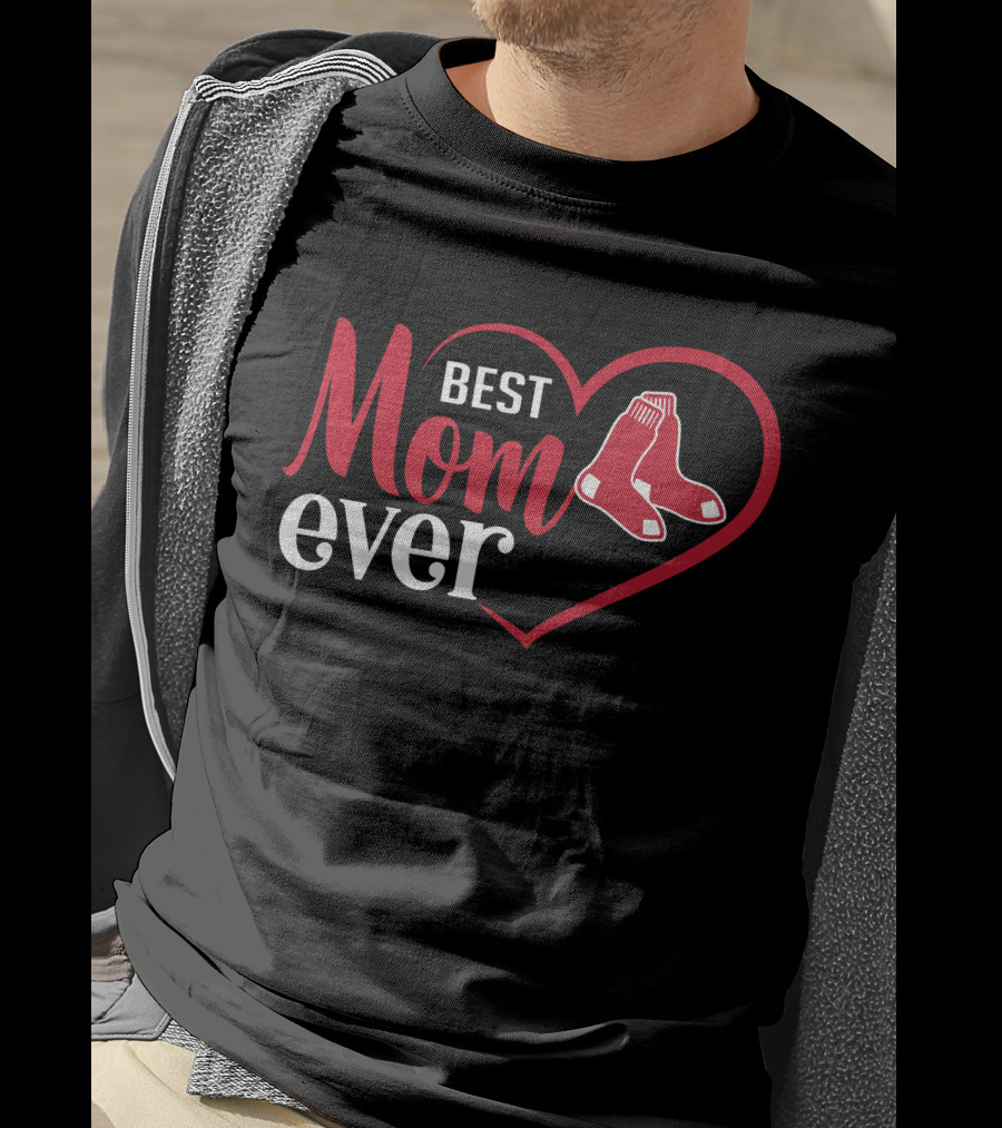 Boston Red Sox Best Mom Ever Heart With Socks T-Shirt