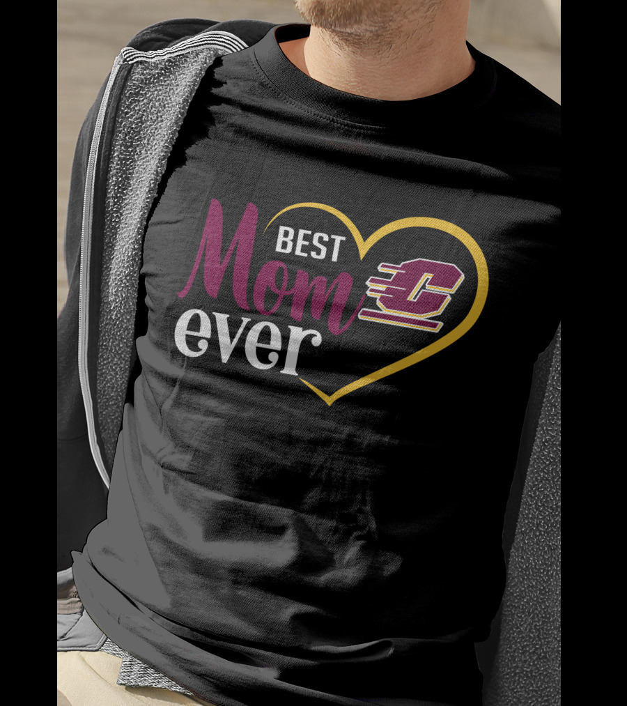 Central Michigan Chippewas Best Mom Ever Heart T-Shirt