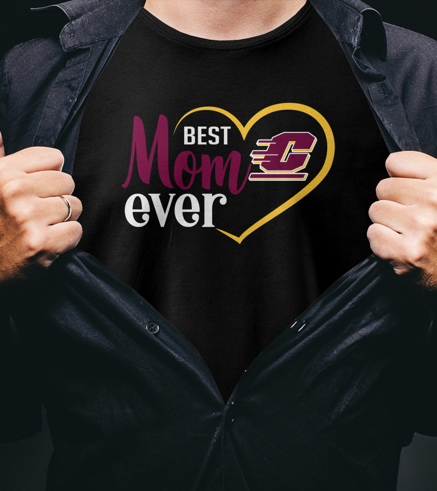 Central Michigan Chippewas Best Mom Ever Heart T-Shirt