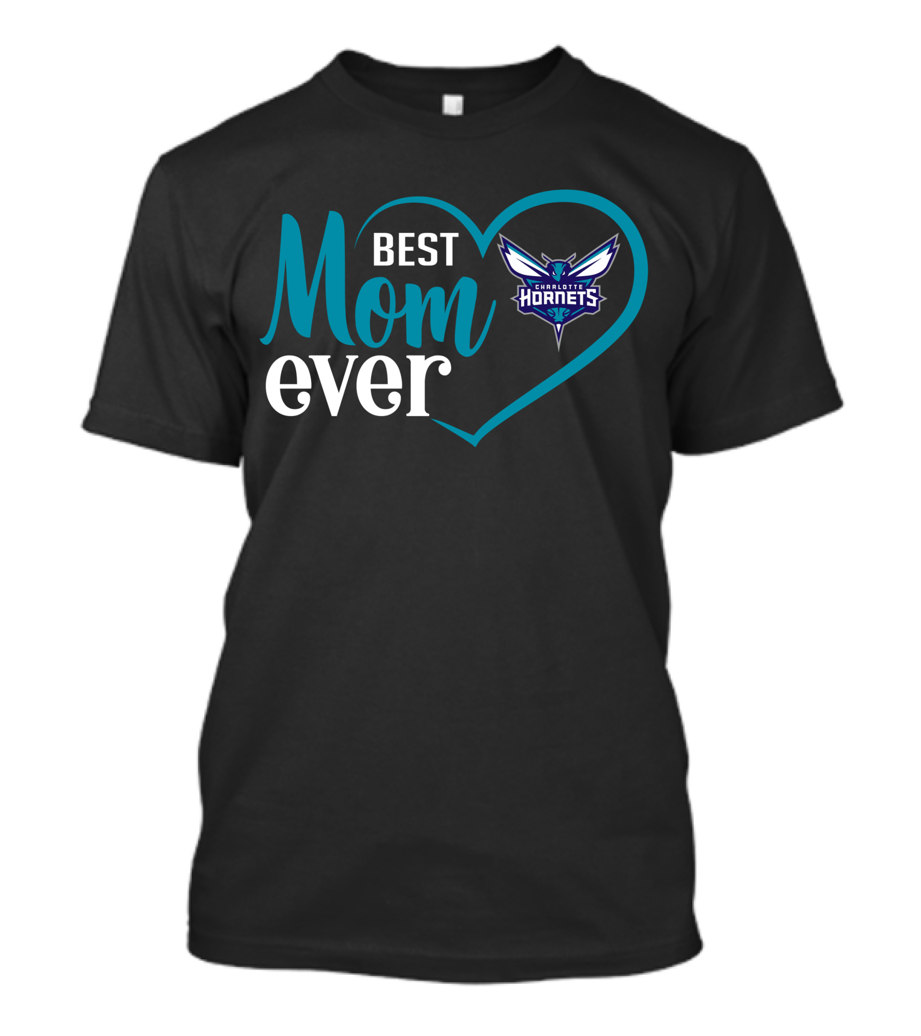 Charlotte Hornets Best Mom Ever Heart T-Shirt