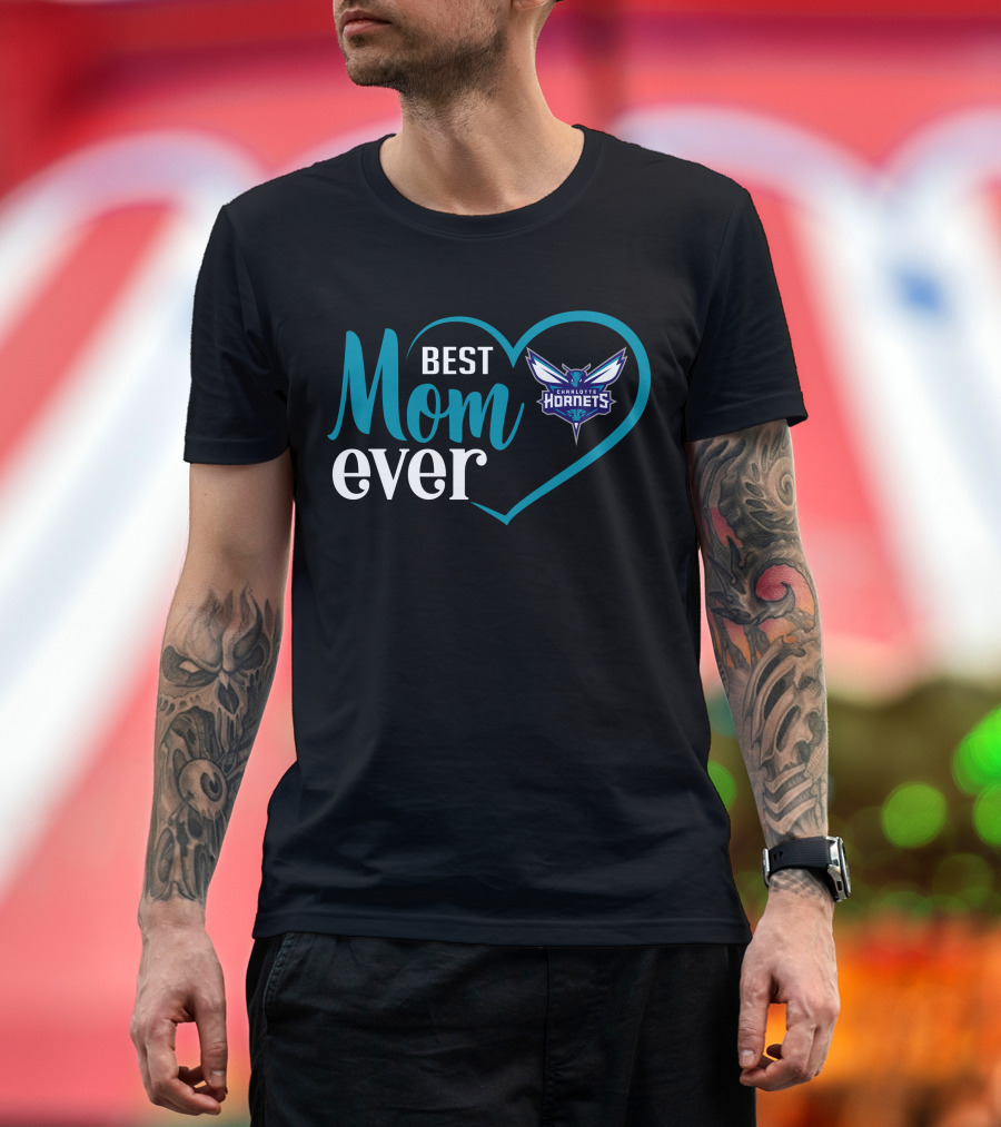 Charlotte Hornets Best Mom Ever Heart T-Shirt