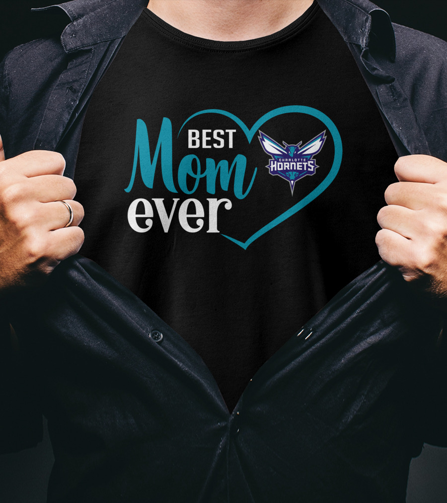 Charlotte Hornets Best Mom Ever Heart T-Shirt