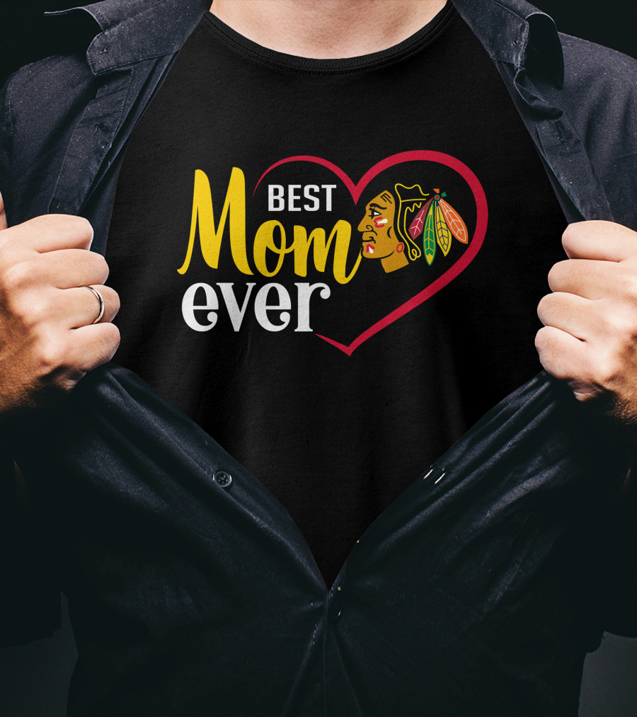 Chicago Blackhawks Best Mom Ever Heart T-Shirt