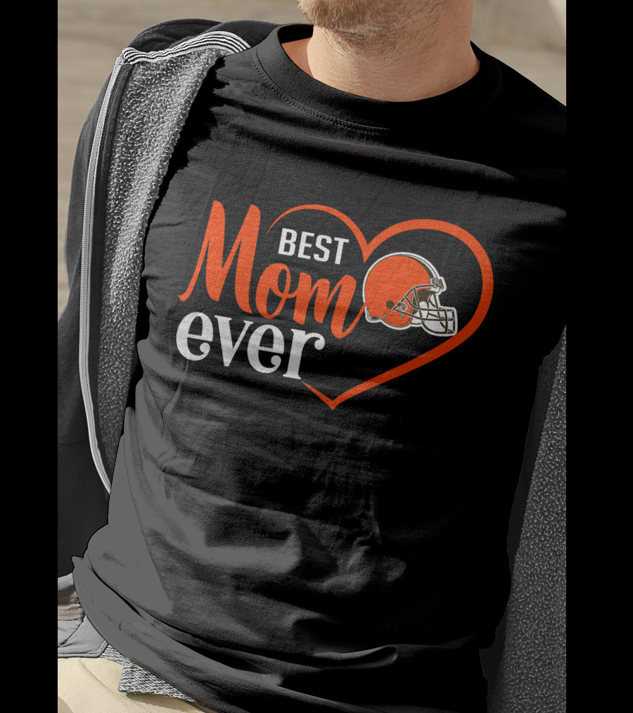 Cleveland Browns Best Mom Ever Heart Helmet T-Shirt