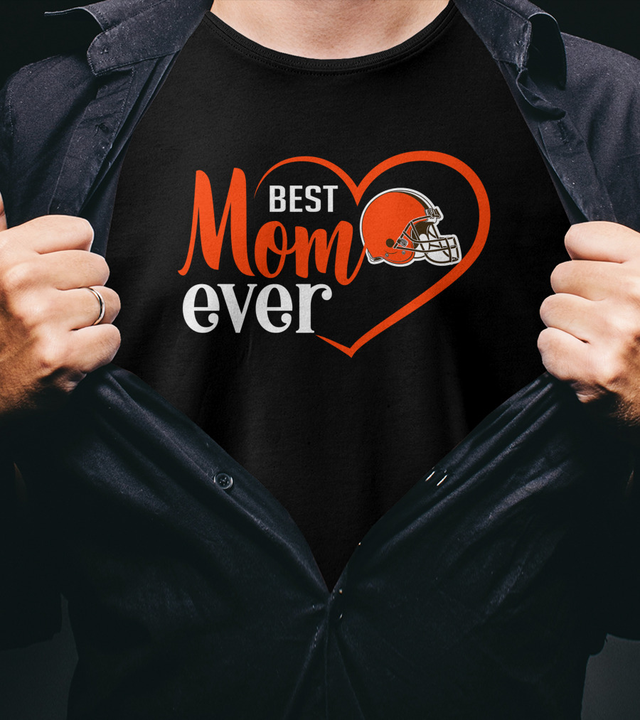 Cleveland Browns Best Mom Ever Heart Helmet T-Shirt