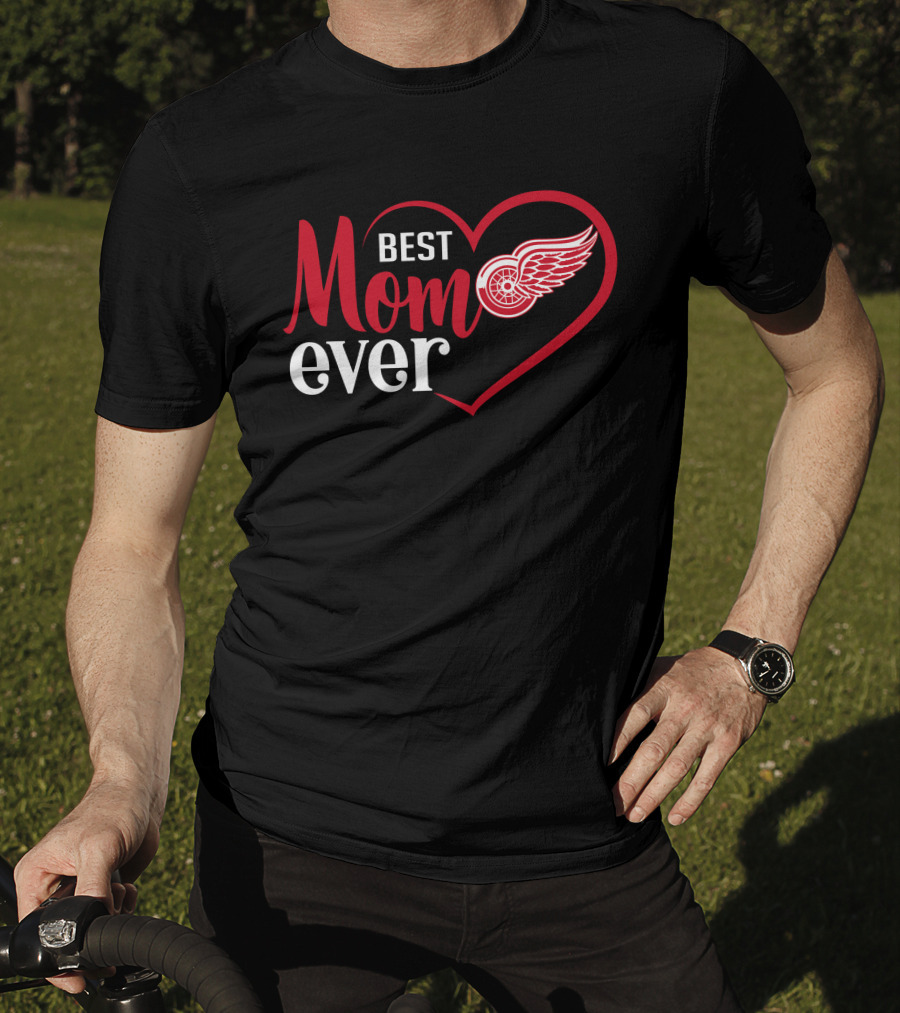 Detroit Red Wings Best Mom Ever Heart T-Shirt
