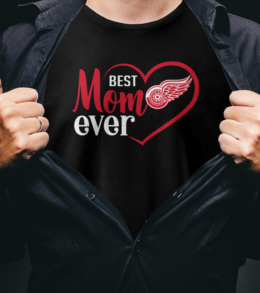 Detroit Red Wings Best Mom Ever Heart T-Shirt