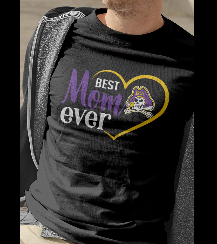 East Carolina Pirates Ecu Best Mom Ever Heart And Skull T-Shirt