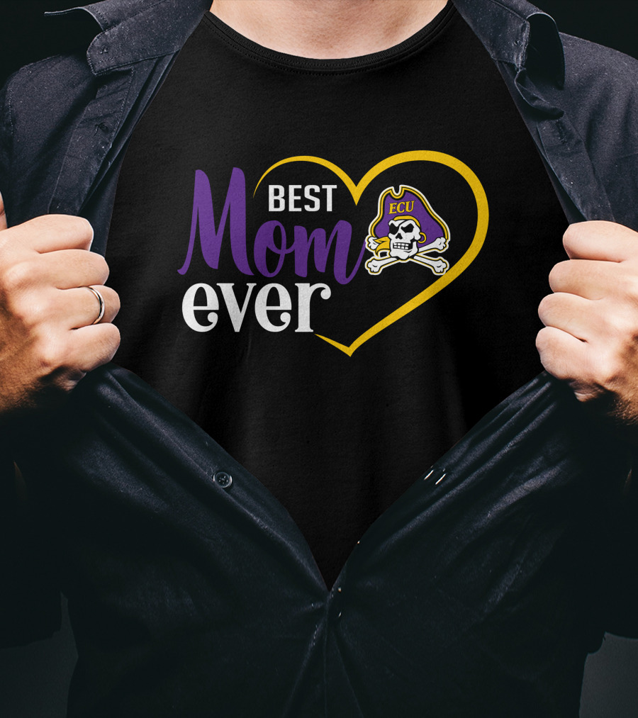 East Carolina Pirates Ecu Best Mom Ever Heart And Skull T-Shirt