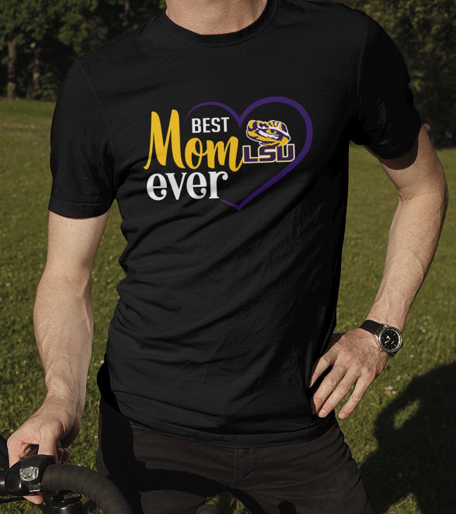 Best Mom Ever Lsu Tigers Logo Heart T-Shirt