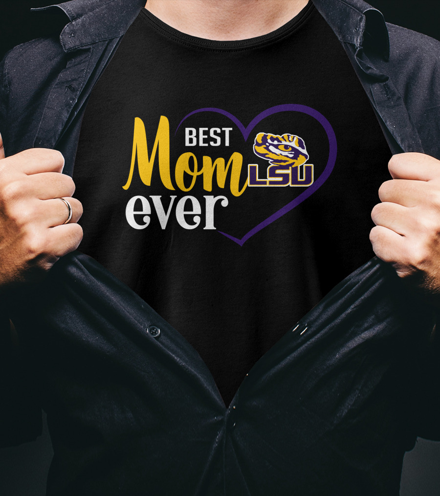 Best Mom Ever Lsu Tigers Logo Heart T-Shirt