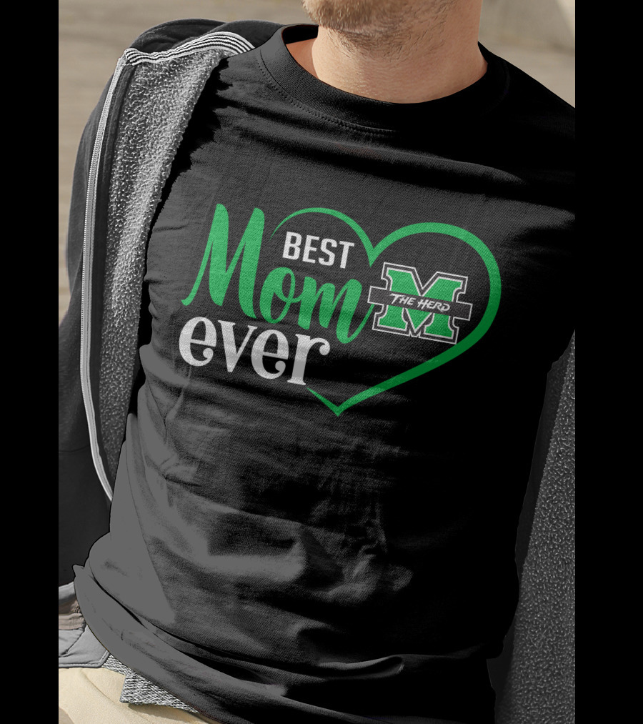 Marshall Thundering Herd Best Mom Ever Heart T-Shirt