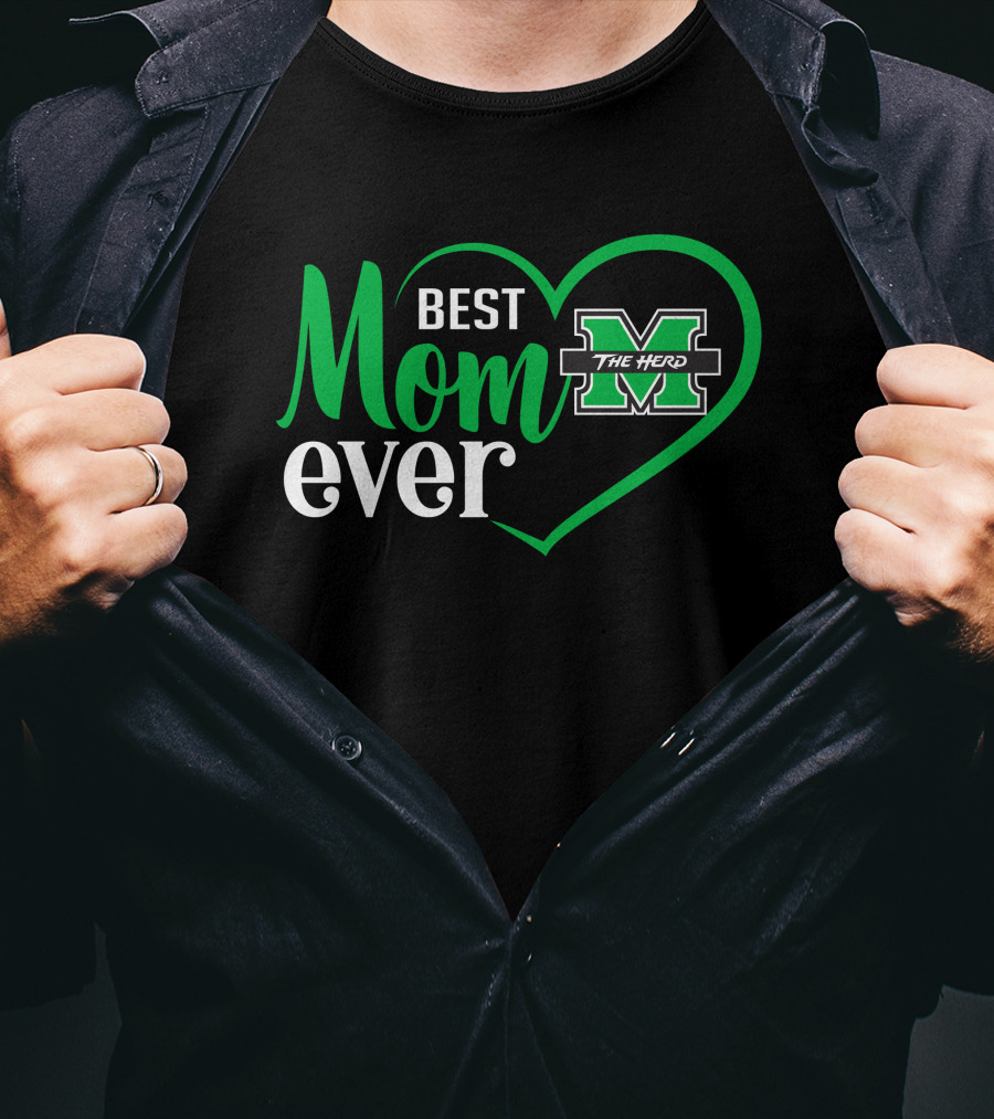 Marshall Thundering Herd Best Mom Ever Heart T-Shirt