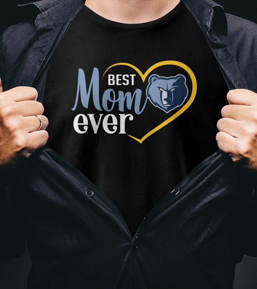 Memphis Grizzlies Best Mom Ever Heart And Bear T-Shirt