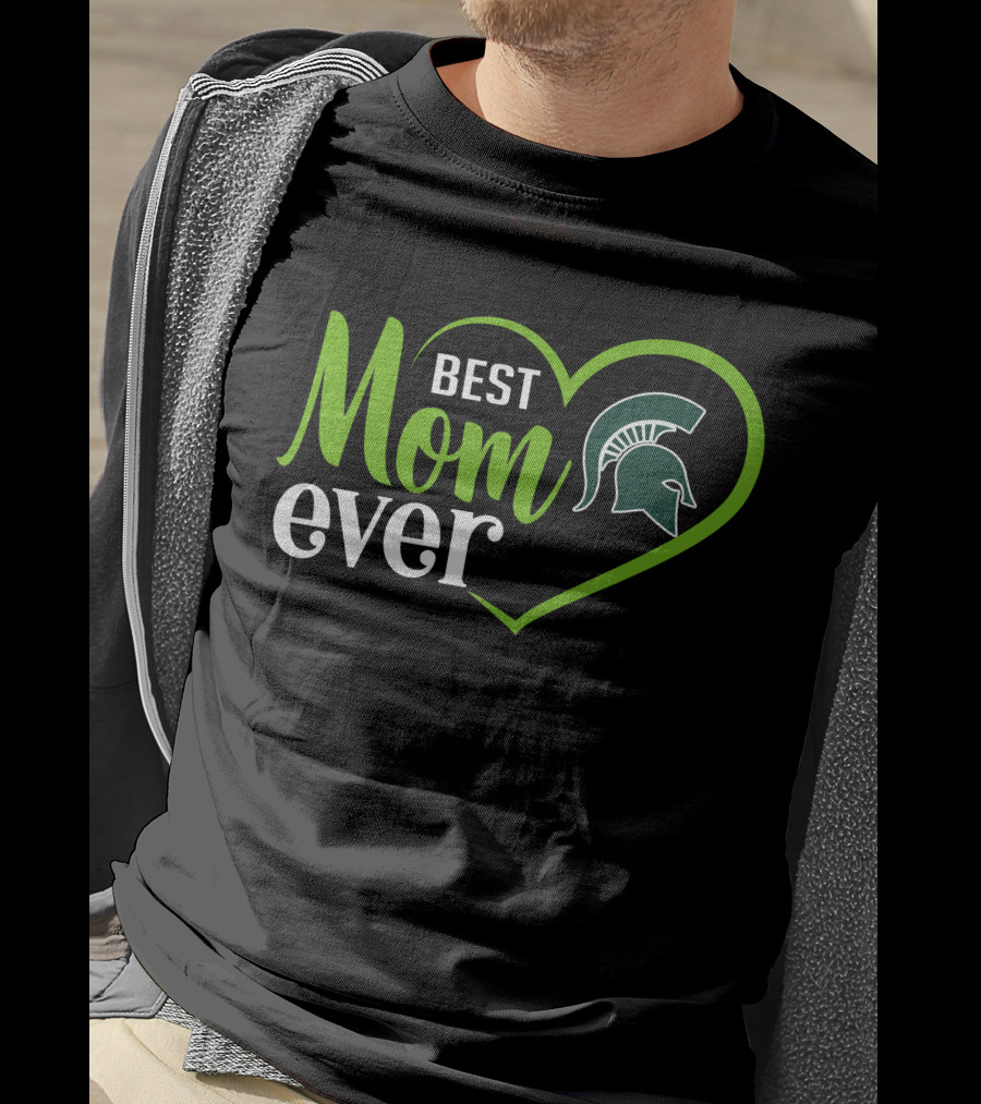 Michigan State Spartans Best Mom Ever Heart Spartan Helmet T-Shirt