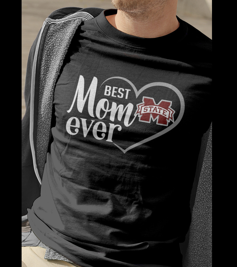 Mississippi State Bulldogs Best Mom Ever Heart T-Shirt