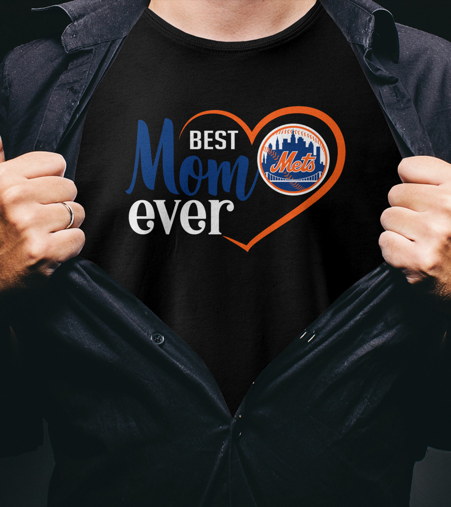 New York Mets Best Mom Ever Heart T-Shirt