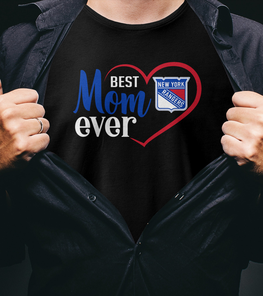 New York Rangers Best Mom Ever Heart Badge T-Shirt