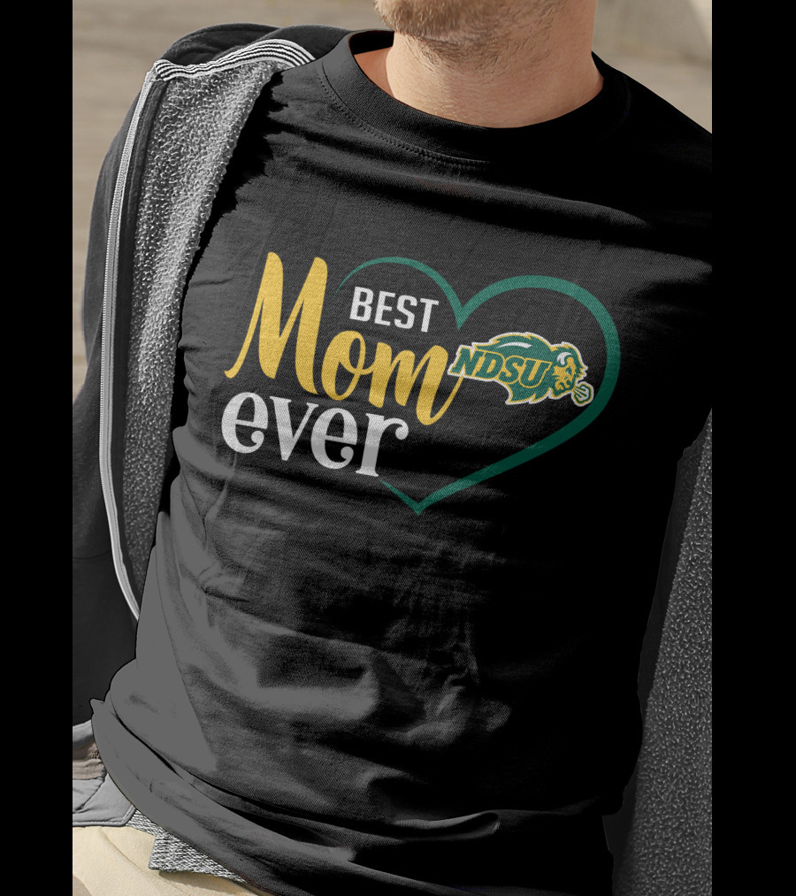 Best Mom Ever Ndsu Bison Heart T-Shirt