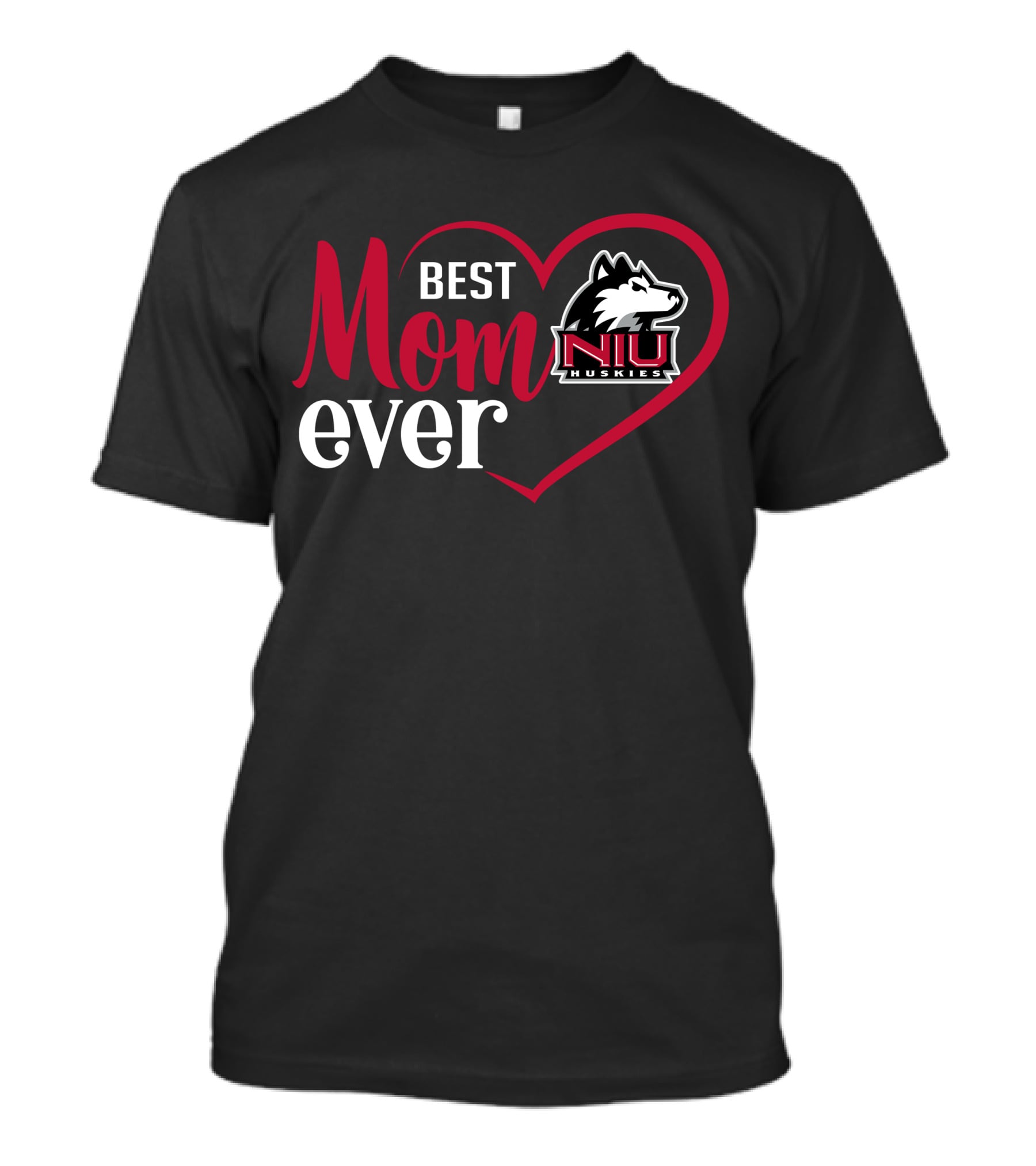 Best Mom Ever Niu Huskies Heart T-Shirt