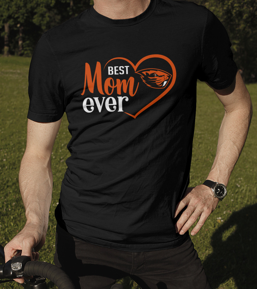 Oregon State Beavers Best Mom Ever Heart T-Shirt