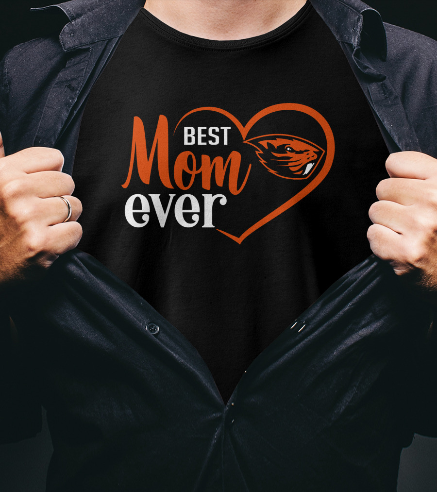 Oregon State Beavers Best Mom Ever Heart T-Shirt