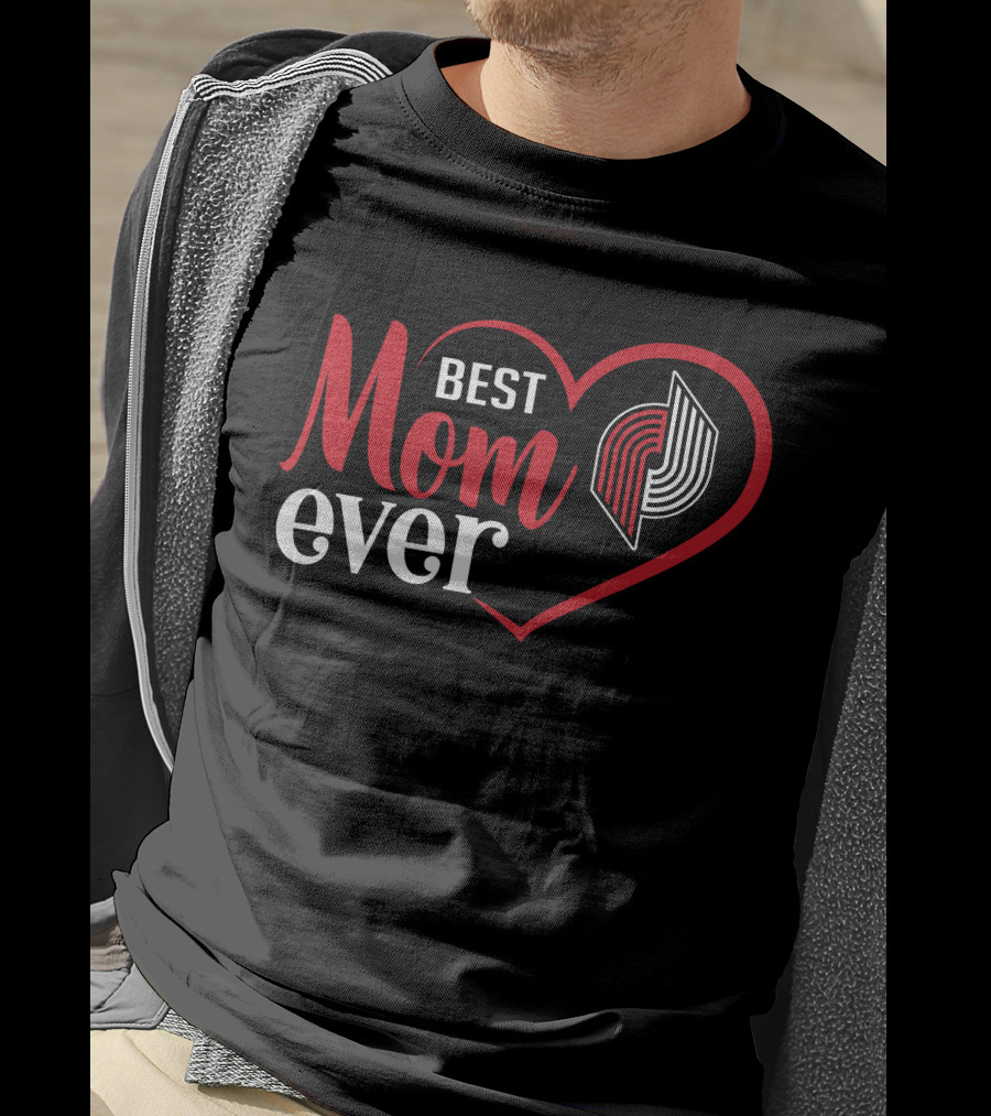 Portland Trail Blazers Best Mom Ever Heart T-Shirt