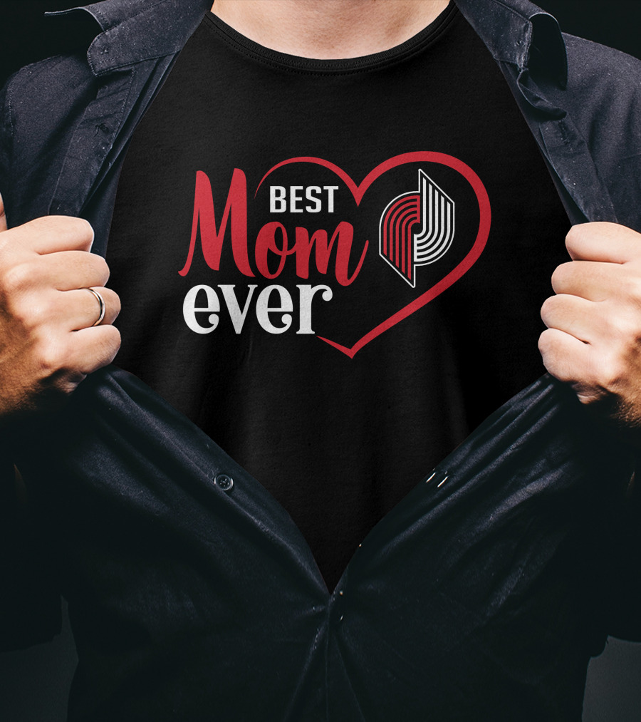 Portland Trail Blazers Best Mom Ever Heart T-Shirt