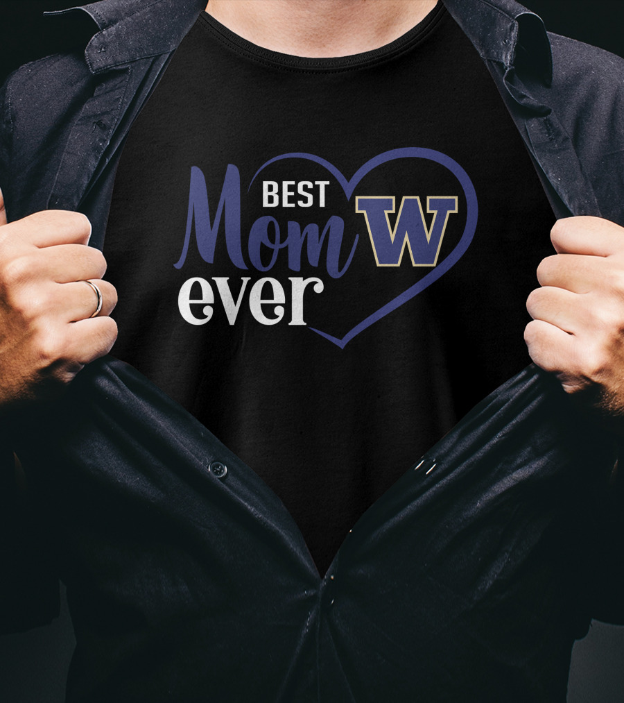 Best Mom Ever Washington Huskies W Logo Heart T-Shirt