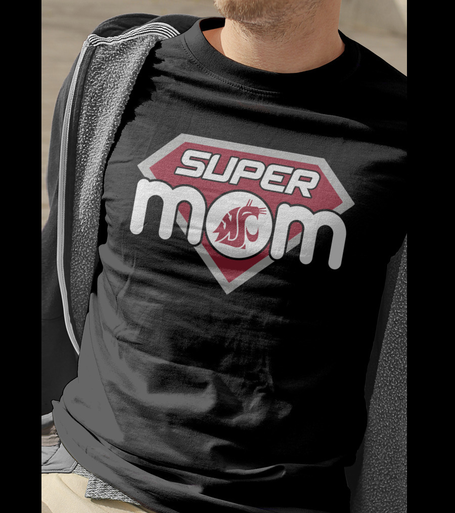 Super Mom Washington State Cougars Logo 123 T-Shirt