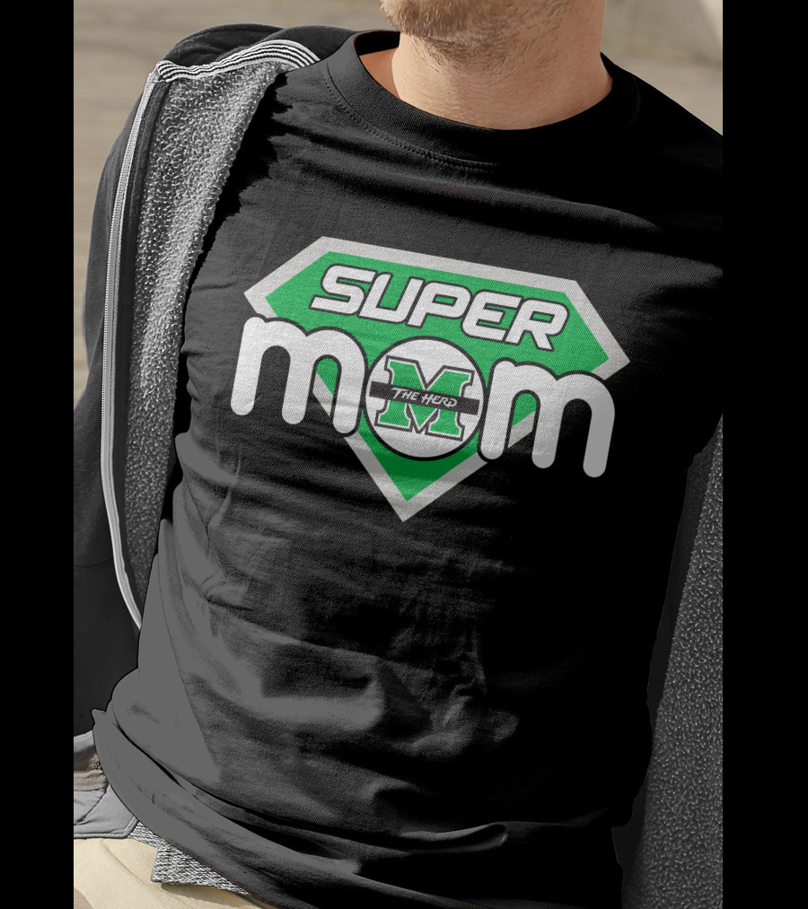 Marshall Thundering Herd Super Mom Logo With The Herd T-Shirt