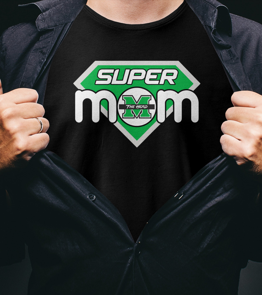 Marshall Thundering Herd Super Mom Logo With The Herd T-Shirt